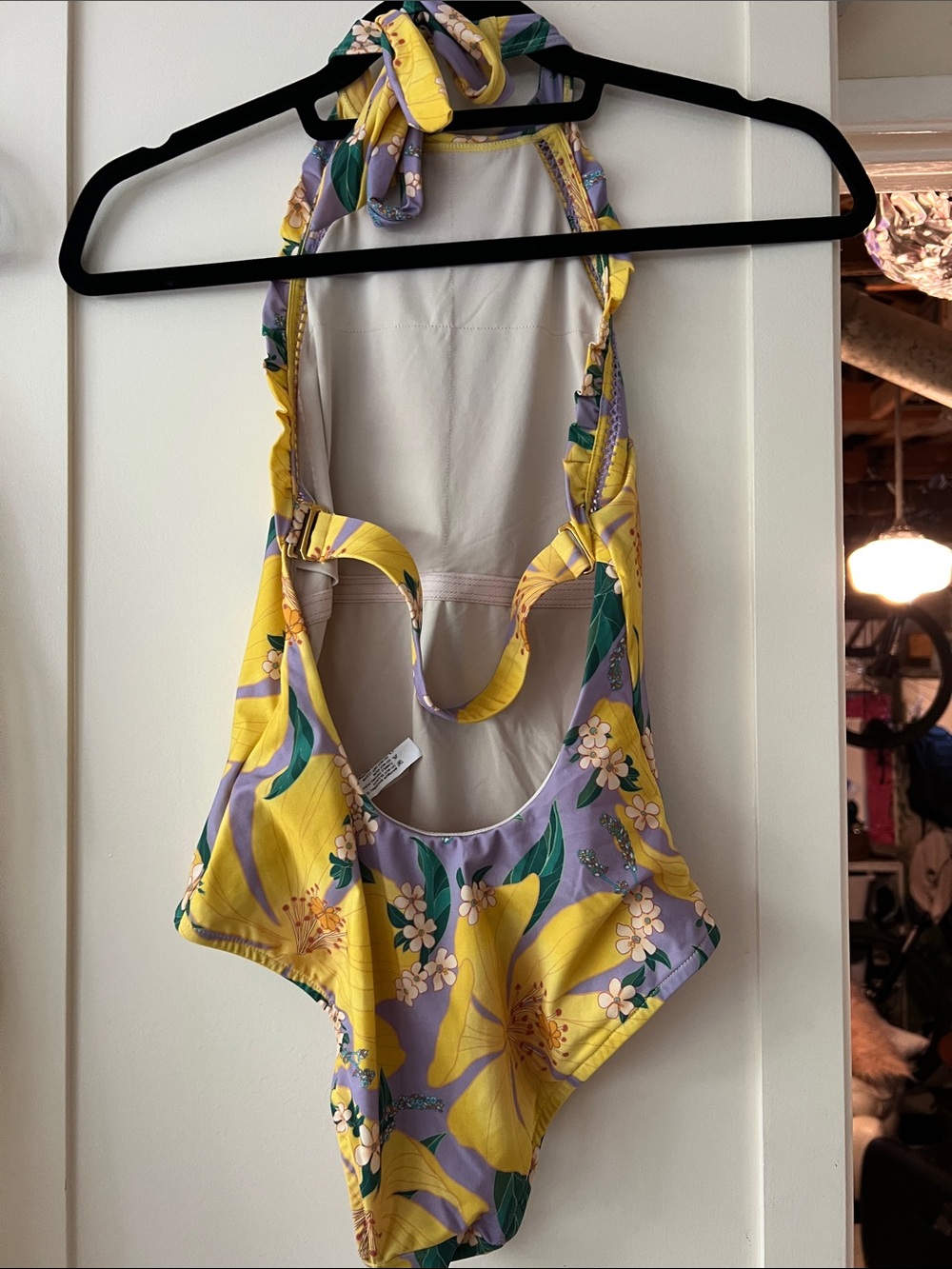 FARM Rio Yellow & Lavender Floral Halter One-Piece - Picture 2 of 3